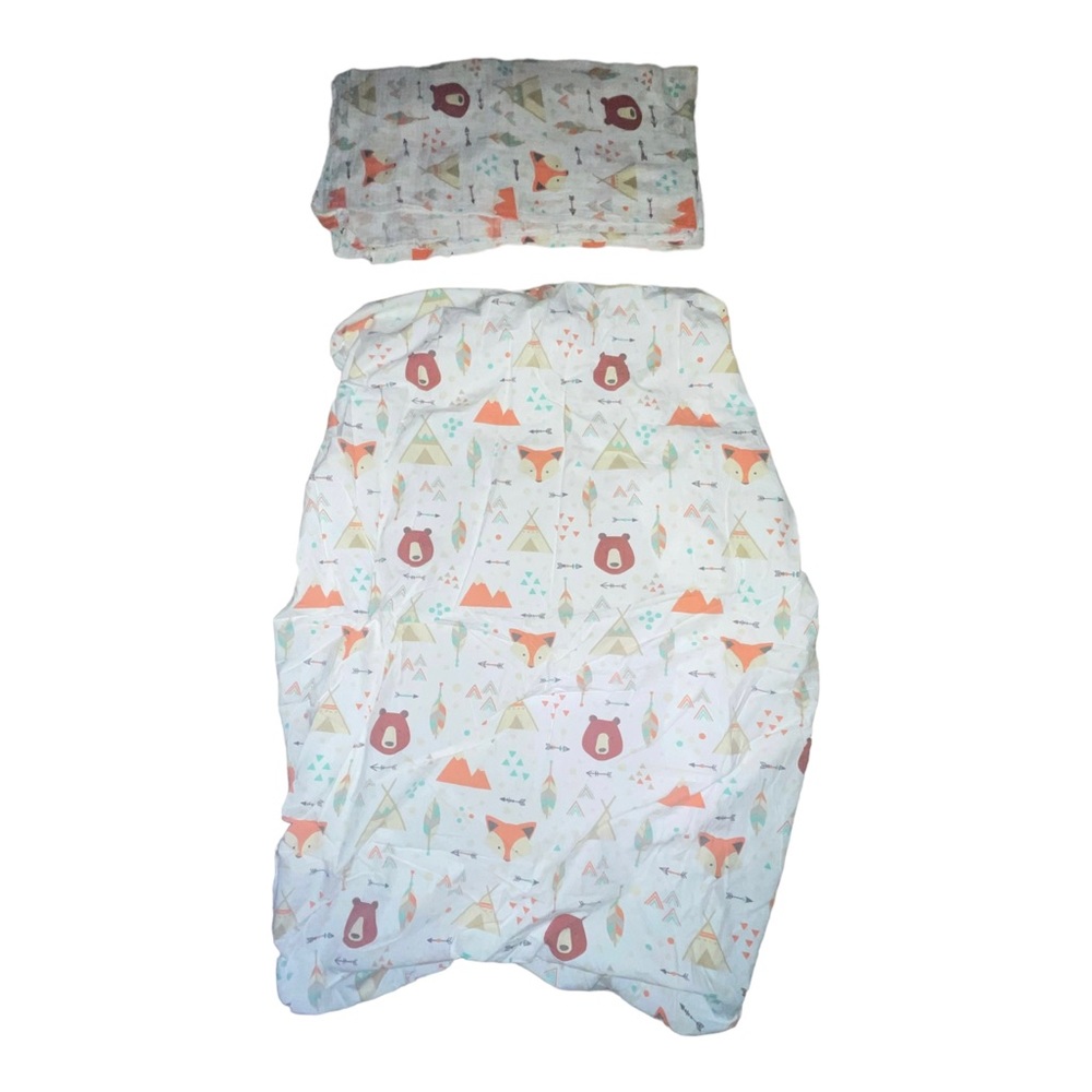 Addison Belle bundle of crib sheet & swaddle blanket woodland animals